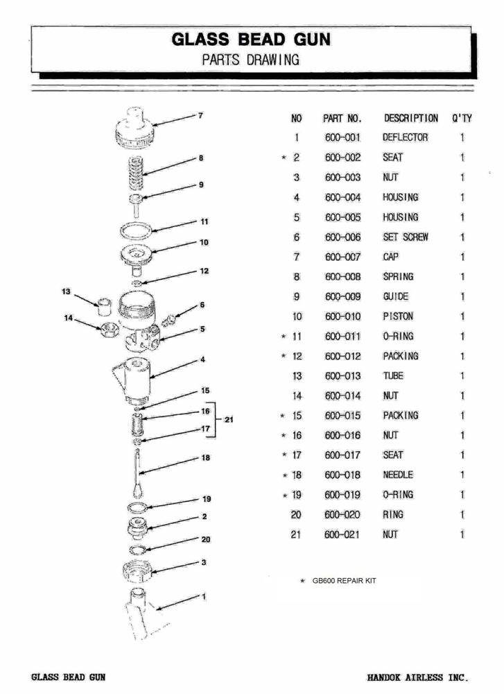 HAG-053 exploded parts drawing and parts list